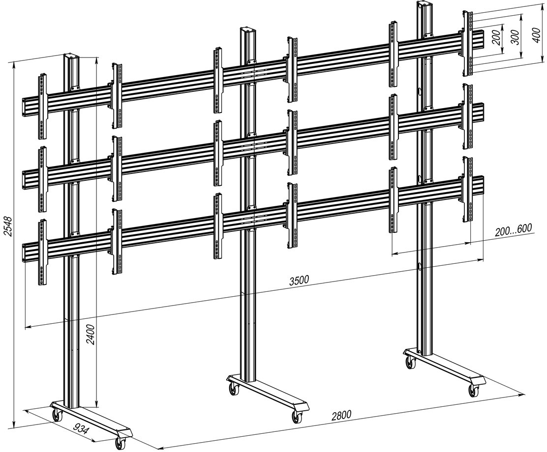 Стійка мобільна для відеостіни KSL VSP6433W 3х3фото