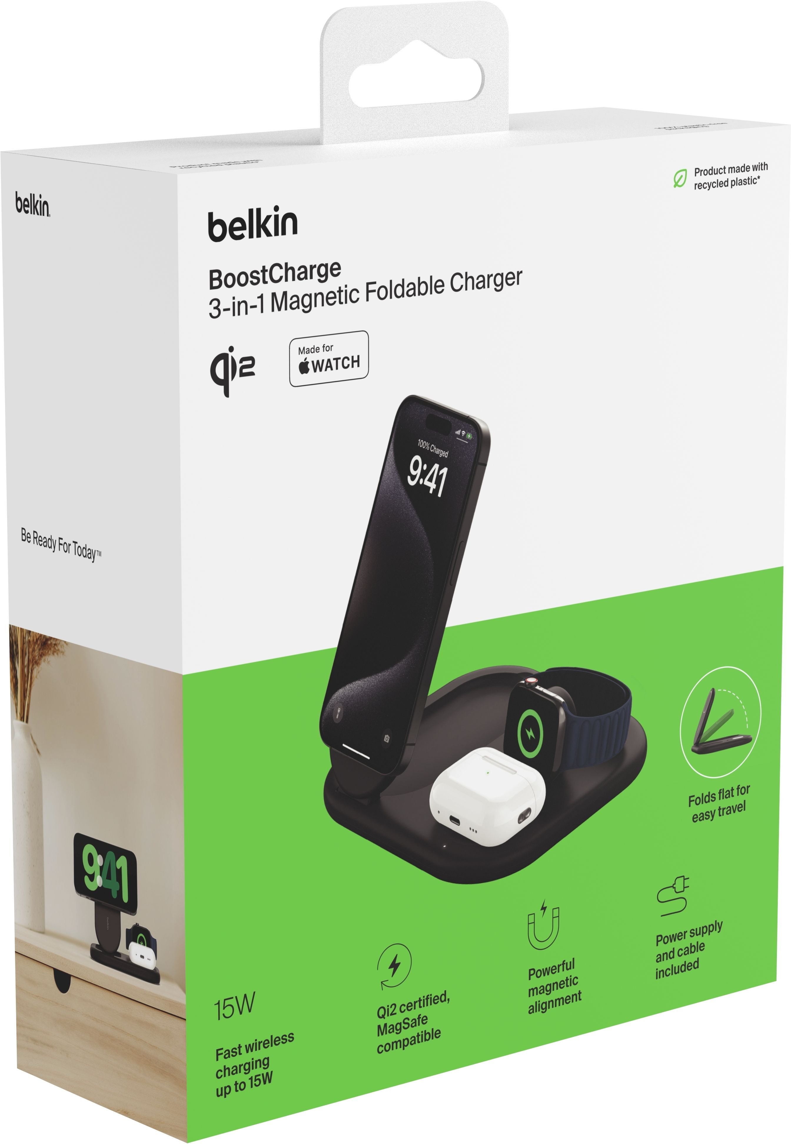 Бездротовий зарядний пристрій Belkin 3в1 Magnetic Foldable Black (WIZ029VFBK)фото10