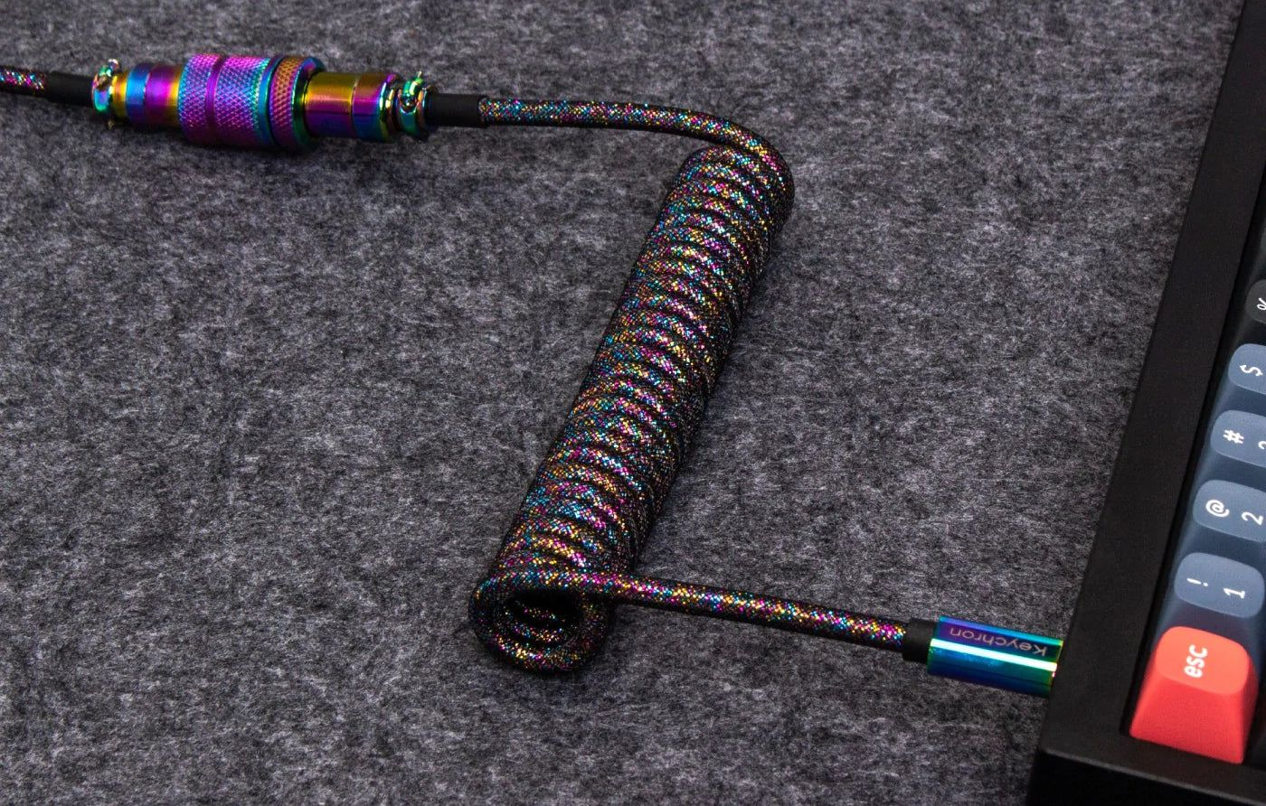 Кабель Keychron USB-A/USB-C Premium Coiled Aviator Cable-Straight Rainbow Palted Black (CAB5_KEYCHRON) фото 6