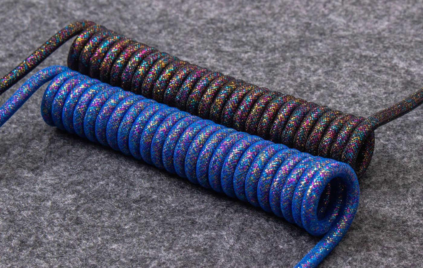 Кабель Keychron USB-A/USB-C Premium Coiled Aviator Cable-Straight Rainbow Palted Blue (CAB6_KEYCHRON) фото 3