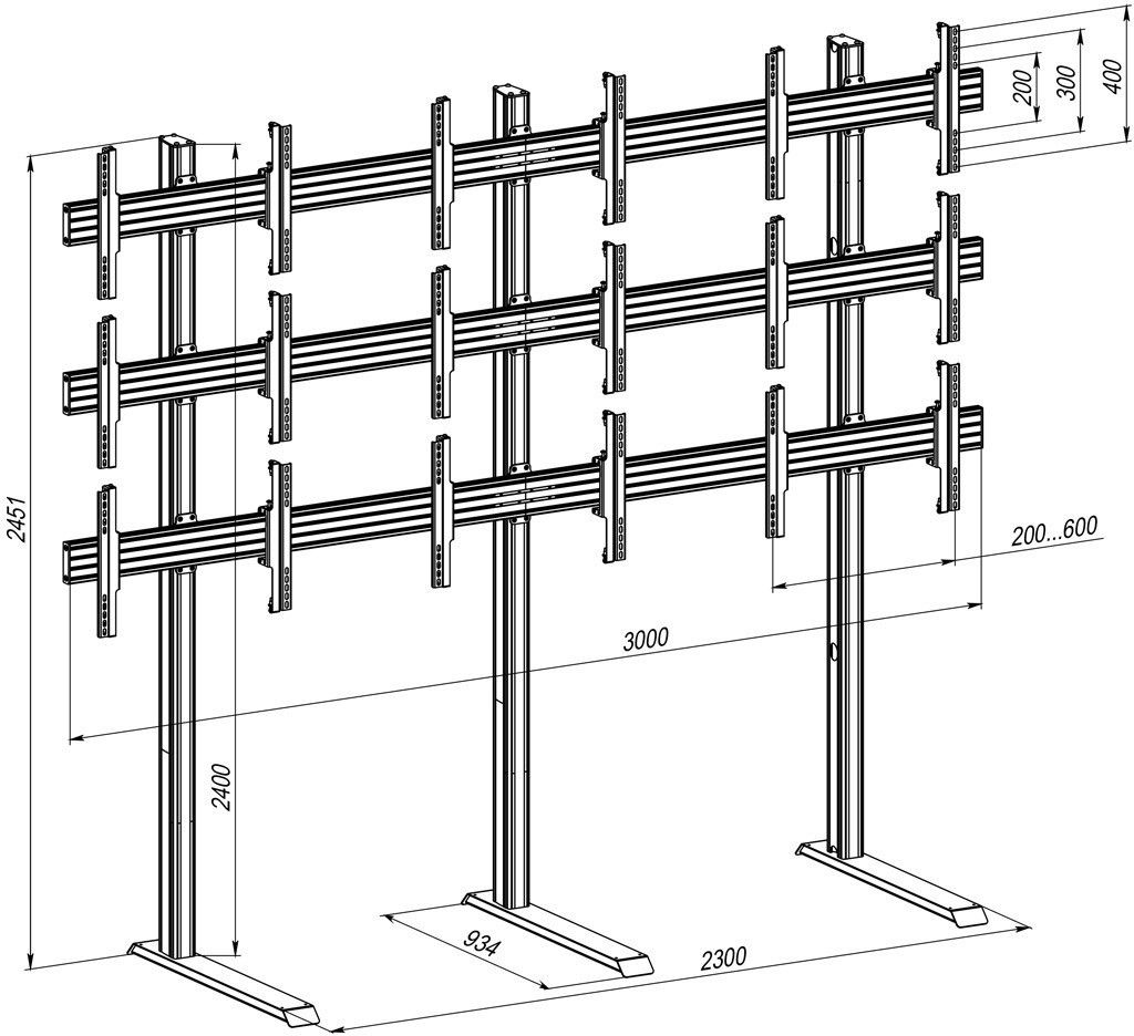 Стійка мобільна для відеостіни KSL VSP4433F 3х3фото