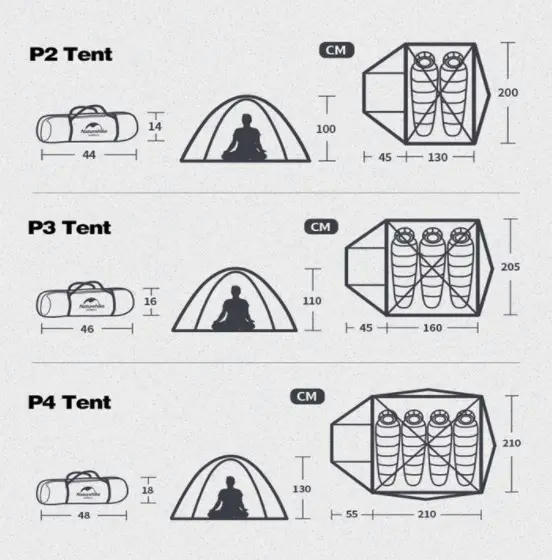 Палатка трехместная Naturehike P-Series NH18Z033-P, 210T65D, темно-зеленая фото 4