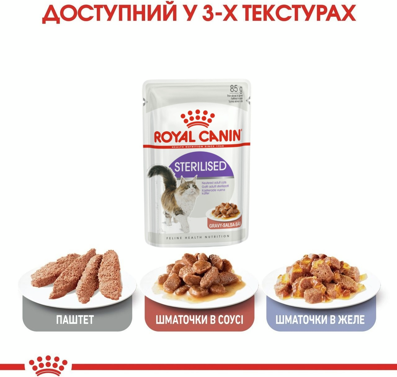 Влажный корм для котов Royal Canin Sterilised кусочки в соусе 85гфото7