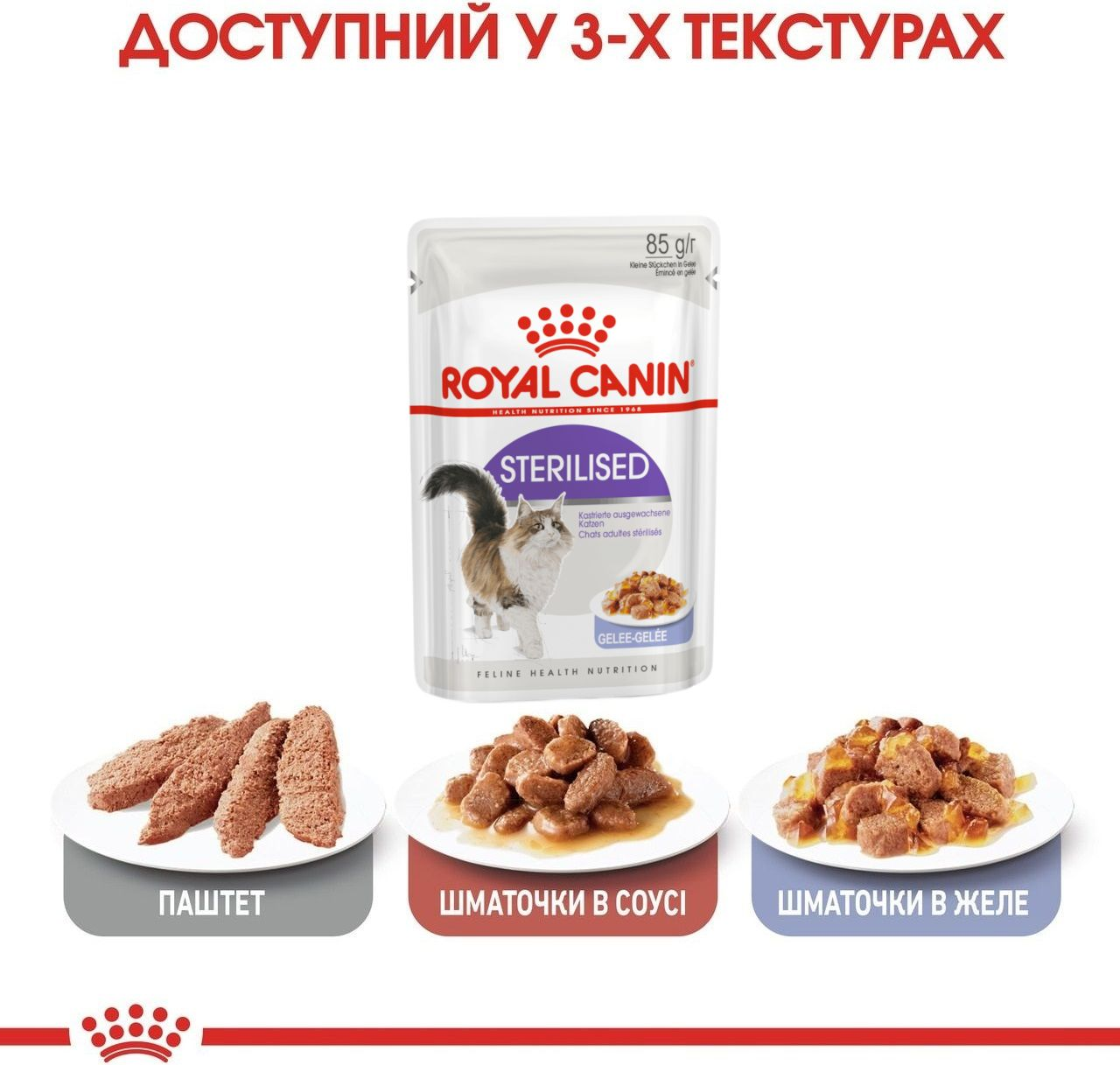 Влажный корм для котов Royal Canin Sterilised кусочки в желе 85г фото 7