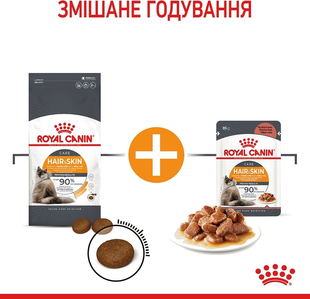 Вологий корм для котів Royal Canin Hair&Skin Care шматочки в соусі 85гфото10