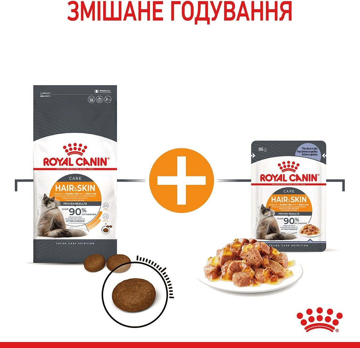 Вологий корм для котів Royal Canin Hair&Skin Care шматочки в желе 85гфото10