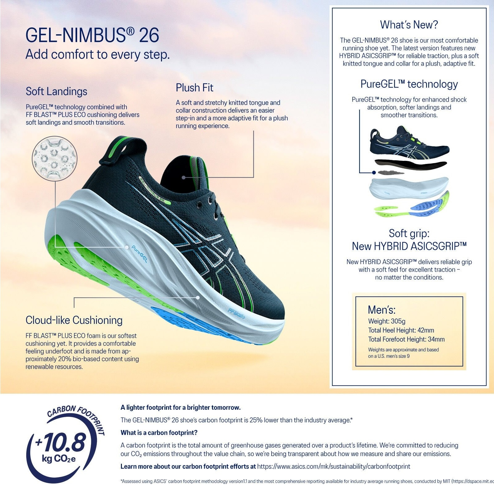 Кросівки чоловічі для бігу Asics Gel-Nimbus 26 1011B794-400 40 (7 US) синіфото