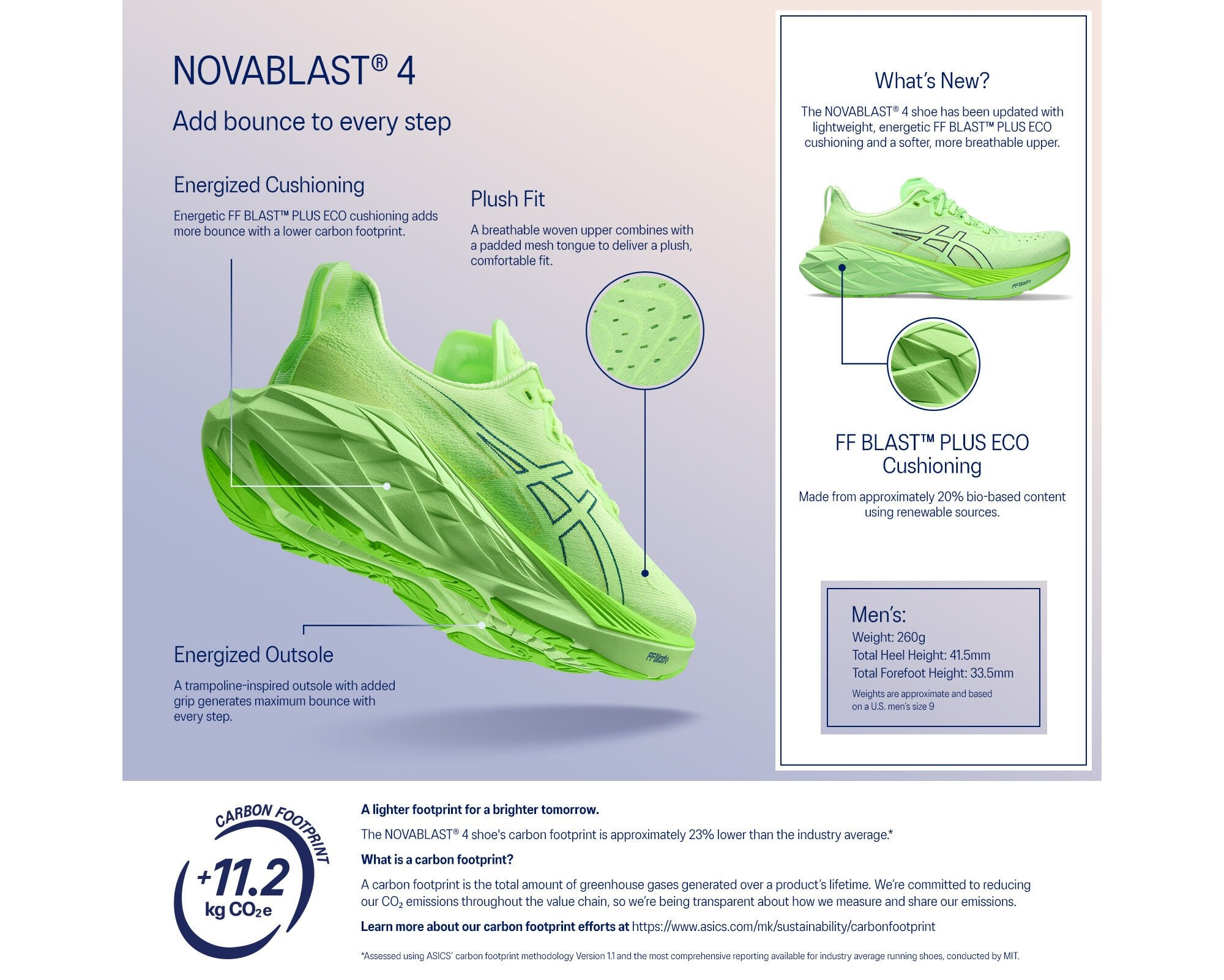 Кросівки чоловічі для бігу Asics Novablast 4 1011B693-300 41.5 (8 US) зеленіфото8