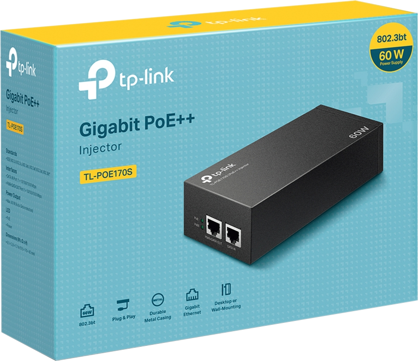 PoE-Інжектор TP-LINK POE170S 1xGE, 1xGE PoE, 60Вт (POE170S)фото3