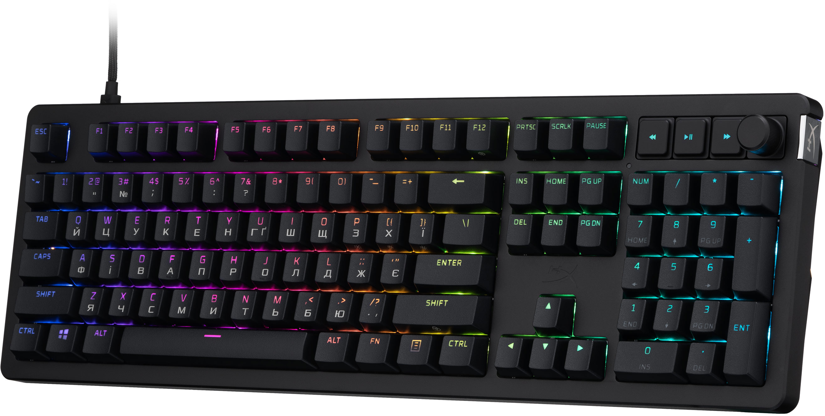 Игровая клавиатура HyperX Alloy Rise PBT HX Red USB RGB EN/UKR, Black (7G7A3AA) фото 3