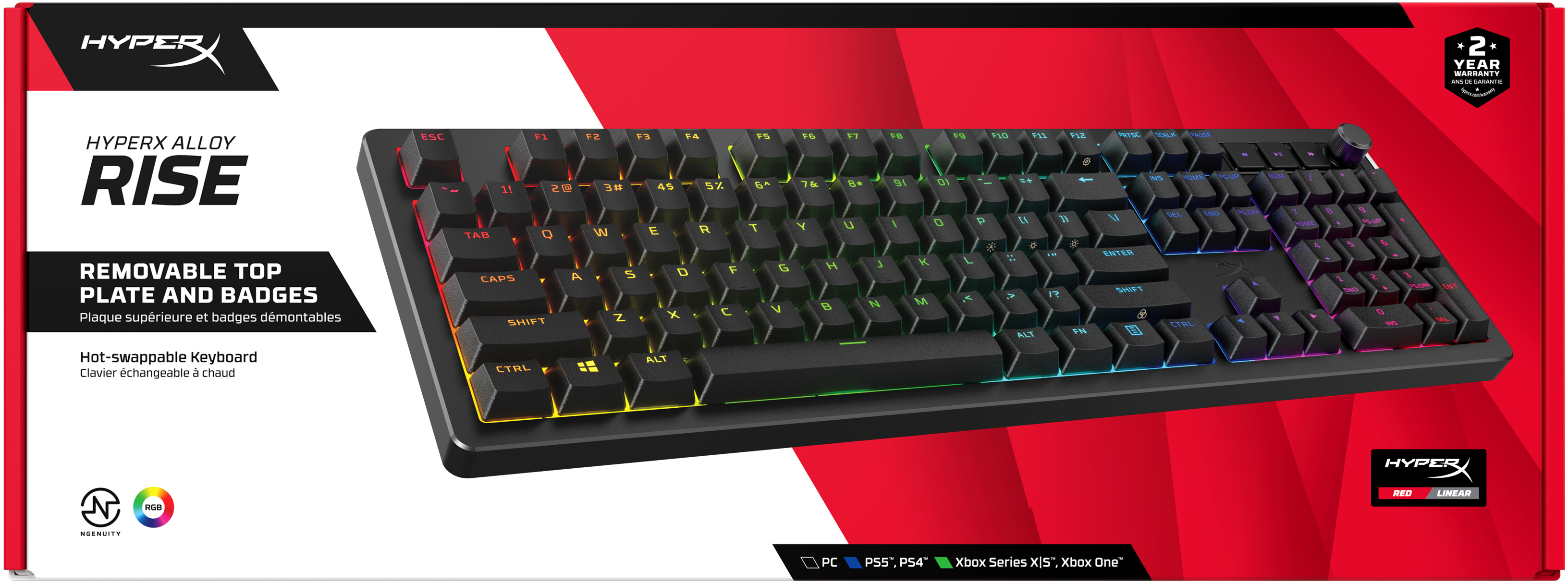 Игровая клавиатура HyperX Alloy Rise PBT HX Red USB RGB EN/UKR, Black (7G7A3AA) фото 6