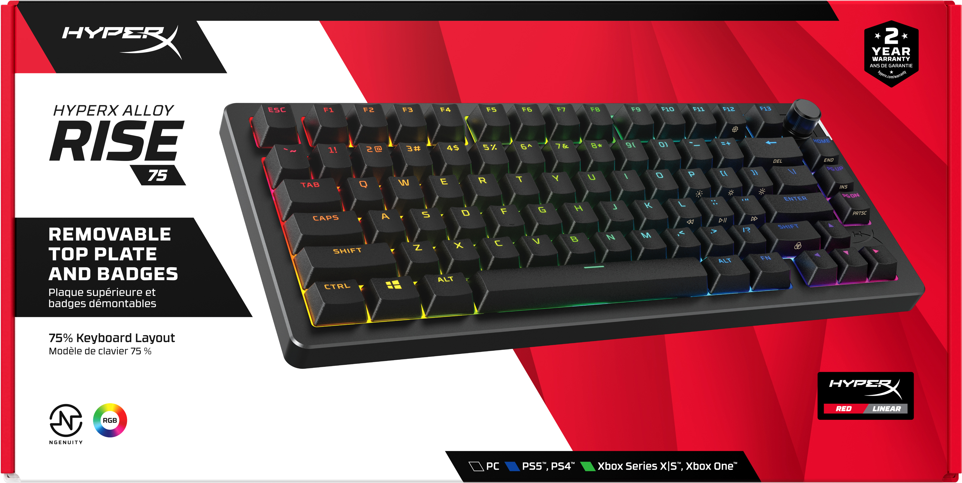 Игровая клавиатура HyperX Alloy Rise 75 PBT HX Red USB RGB EN/UKR, Black (7G7A4AA) фото 6