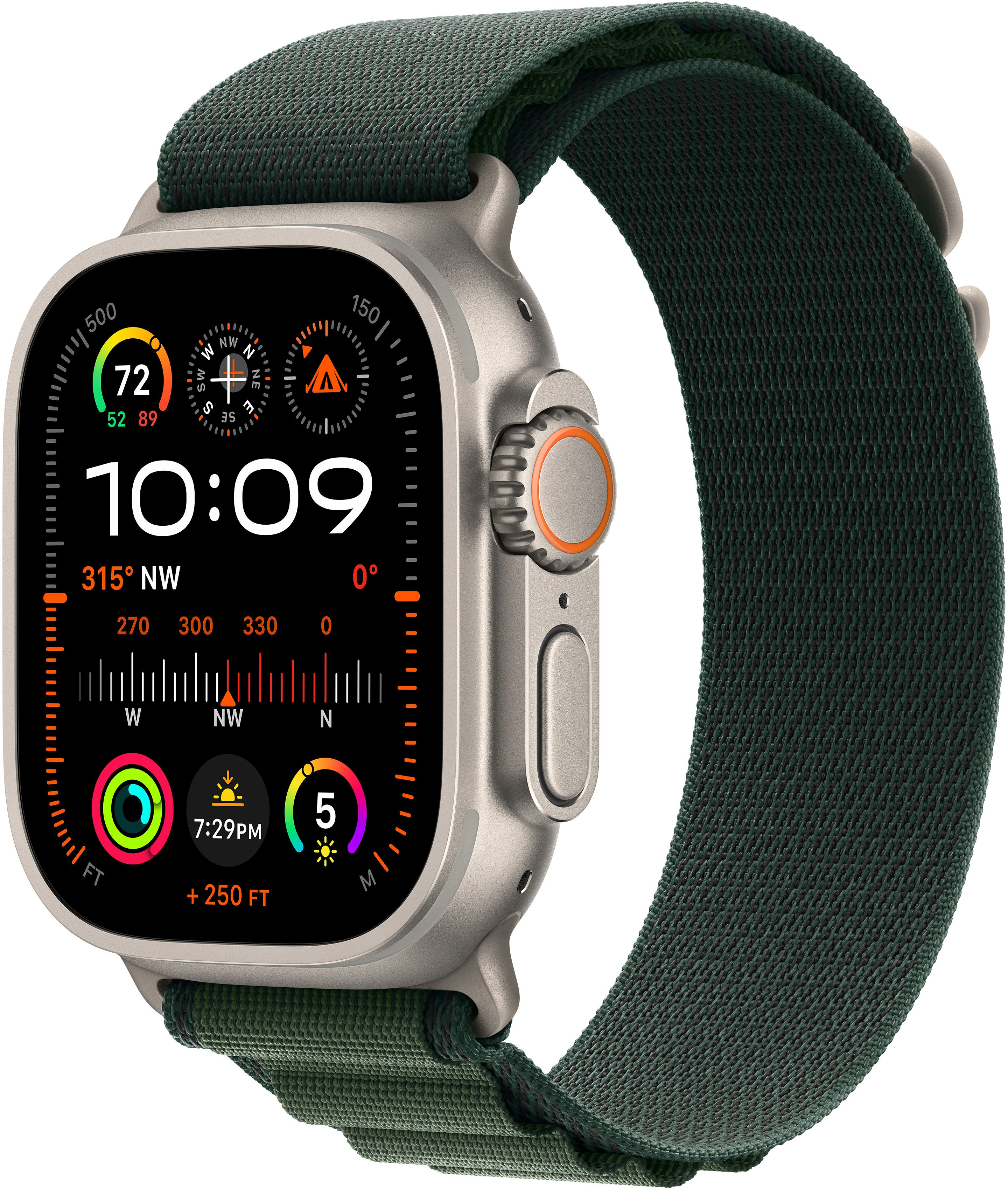 Ремінець Apple Watch 49mm Natural Titanium Finish Dark Green Alpine Loop Small (MXMU3ZM/A)фото2