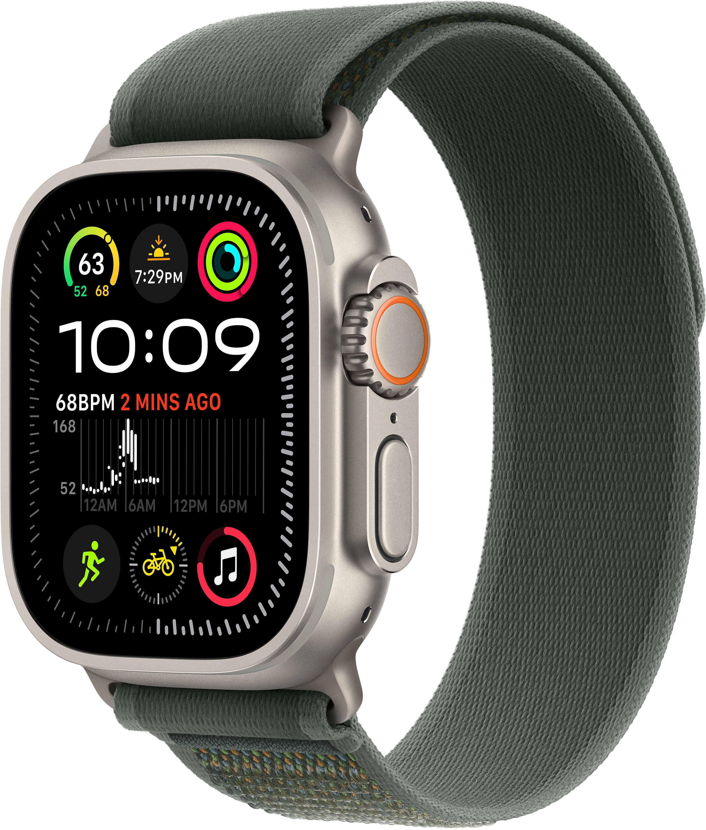 Ремінець Apple Watch 49mm Natural Titanium Finish Green Trail Loop S/M (MXTN3ZM/A)фото2