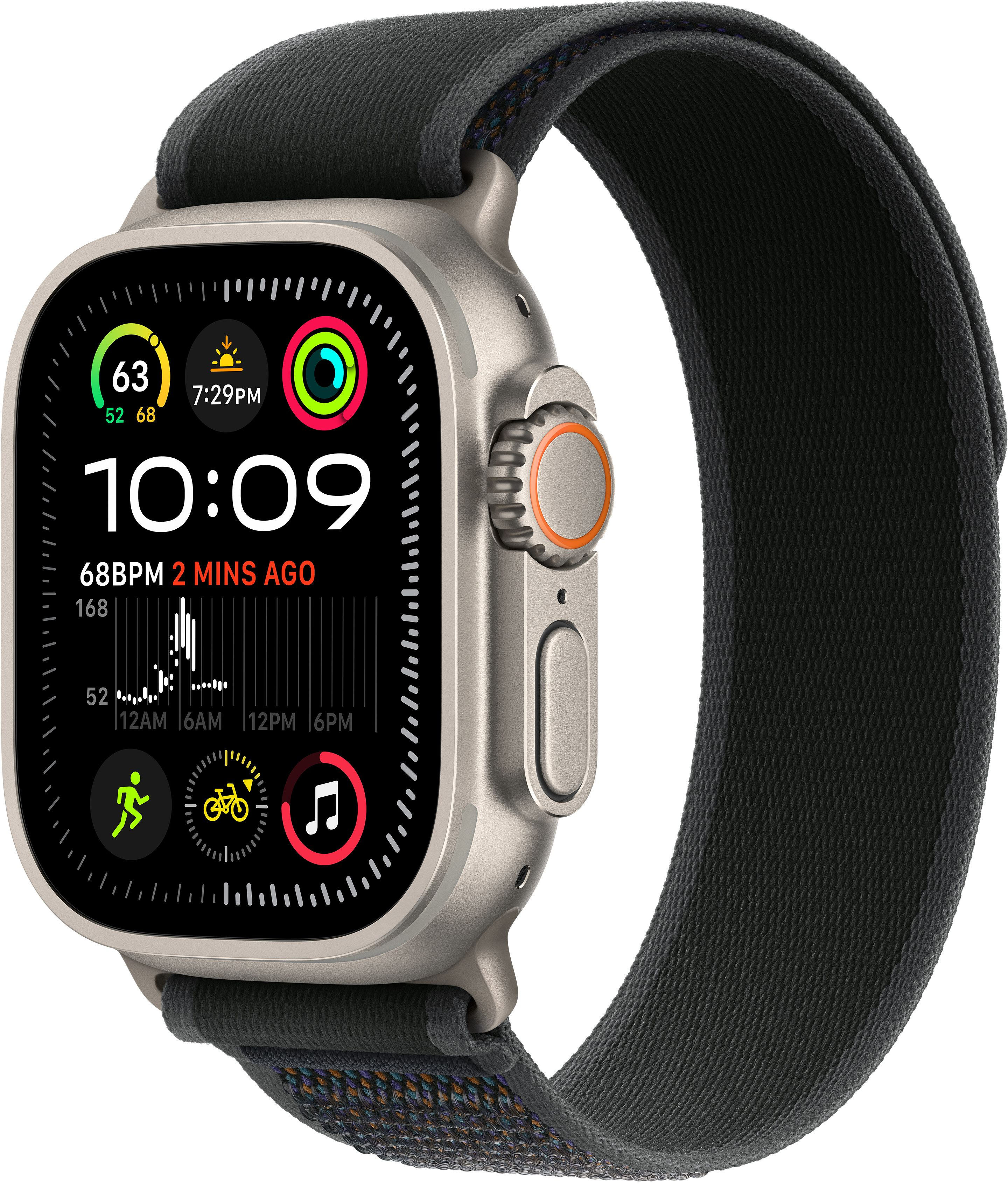 Ремінець Apple Watch 49mm Natural Titanium Finish Black Trail Loop S/M (MXTQ3ZM/A)фото2