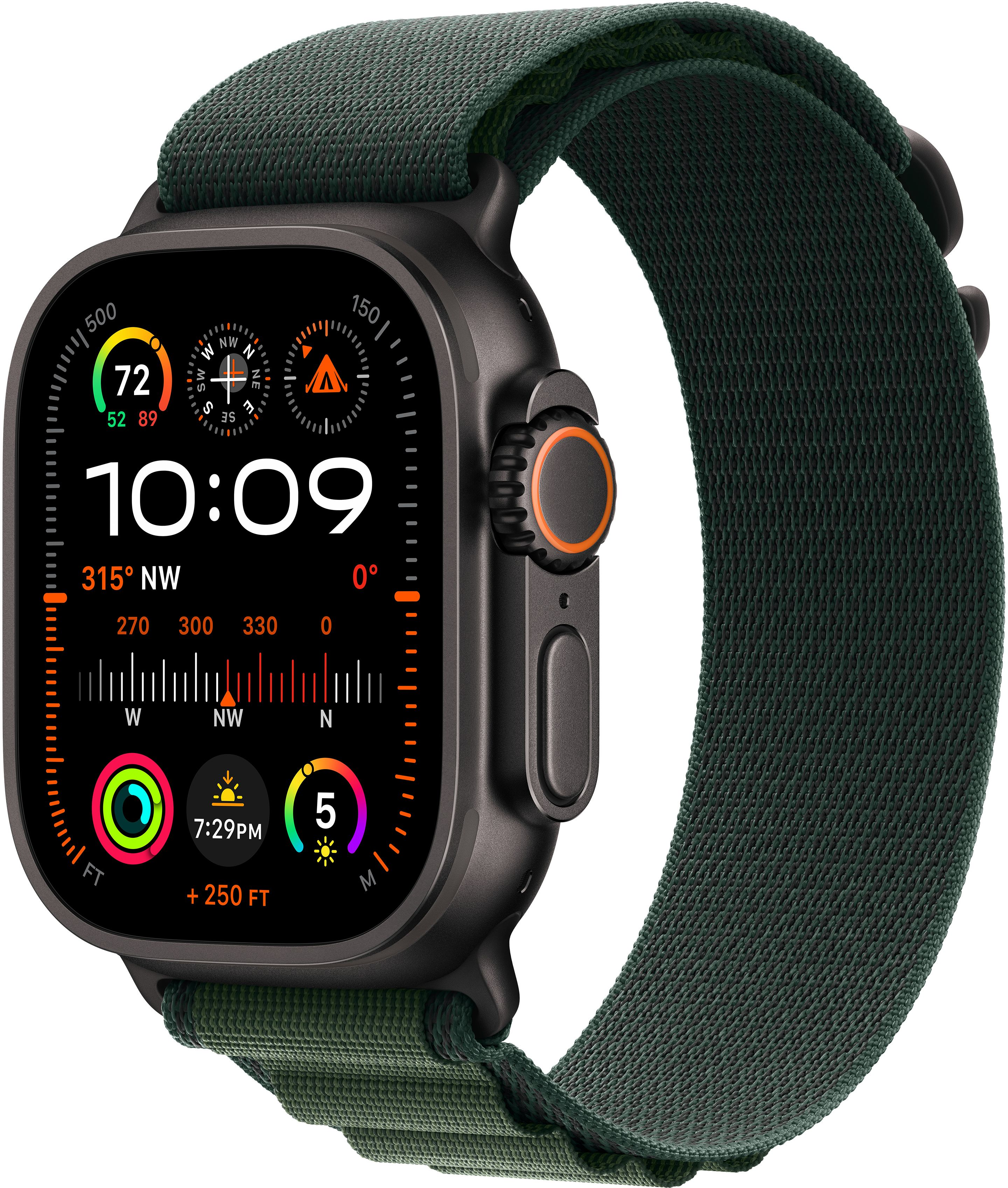 Ремешок Apple Watch 49mm Black Titanium Finish Dark Green Alpine Loop Small (MYPQ3ZM/A) фото 2