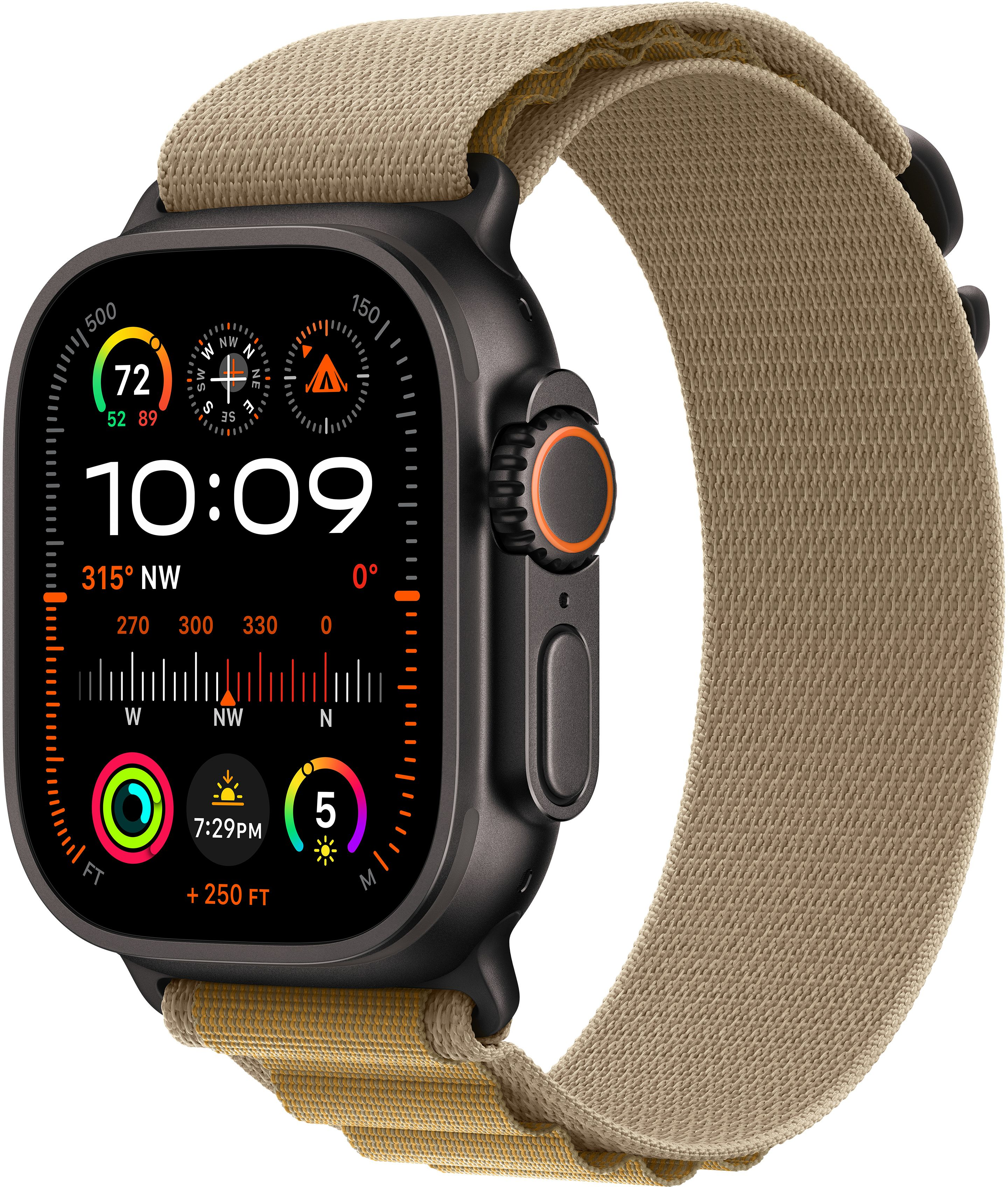 Ремінець Apple Watch 49mm Black Titanium Finish Tan Alpine Loop Small (MYQ03ZM/A)фото2