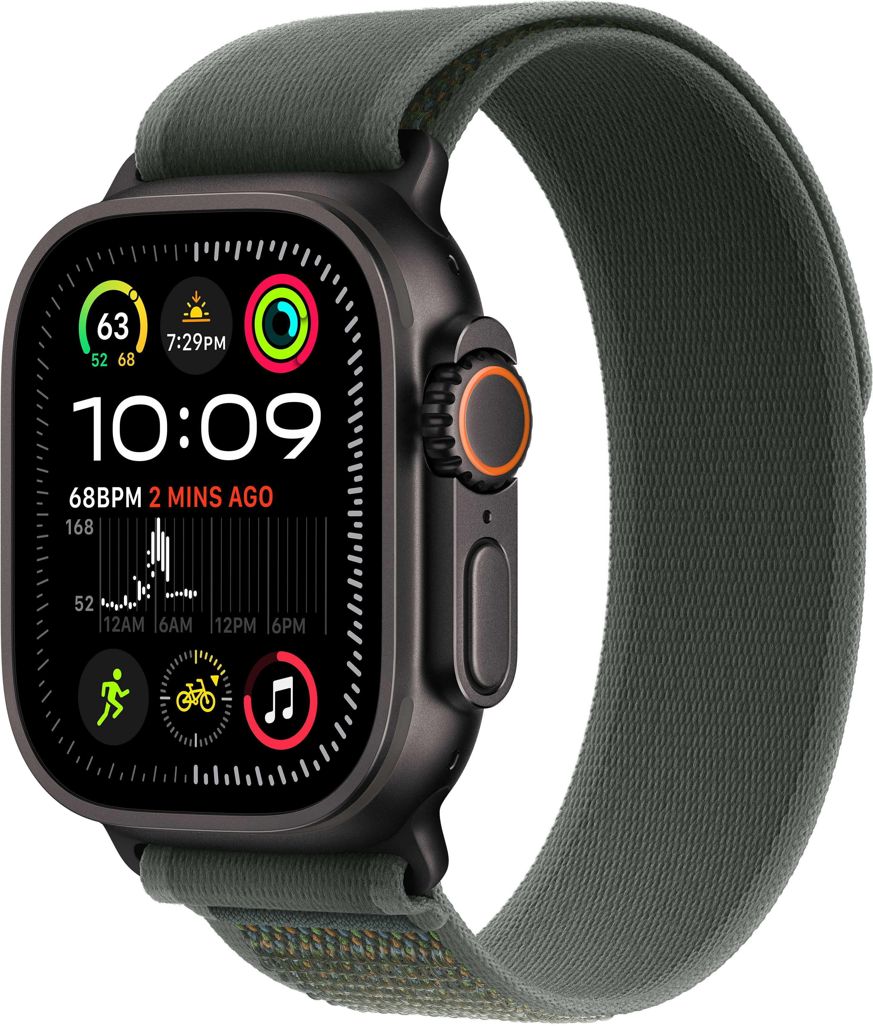 Ремінець Apple Watch 49mm Black Titanium Finish Green Trail Loop S/M (MYQ33ZM/A)фото2