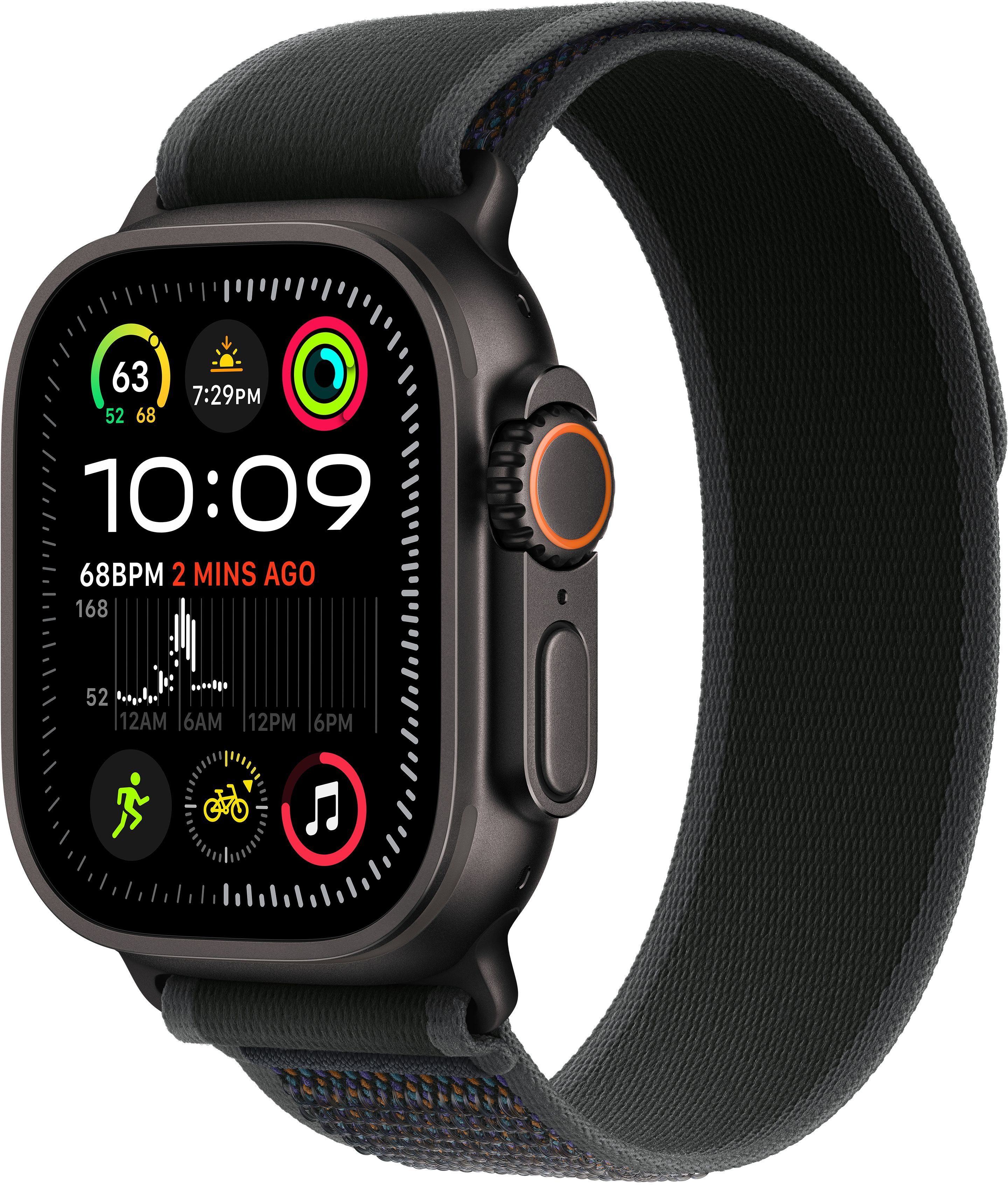 Ремешок Apple Watch 49mm Black Titanium Finish Black Trail Loop S/M (MYQ53ZM/A) фото 3