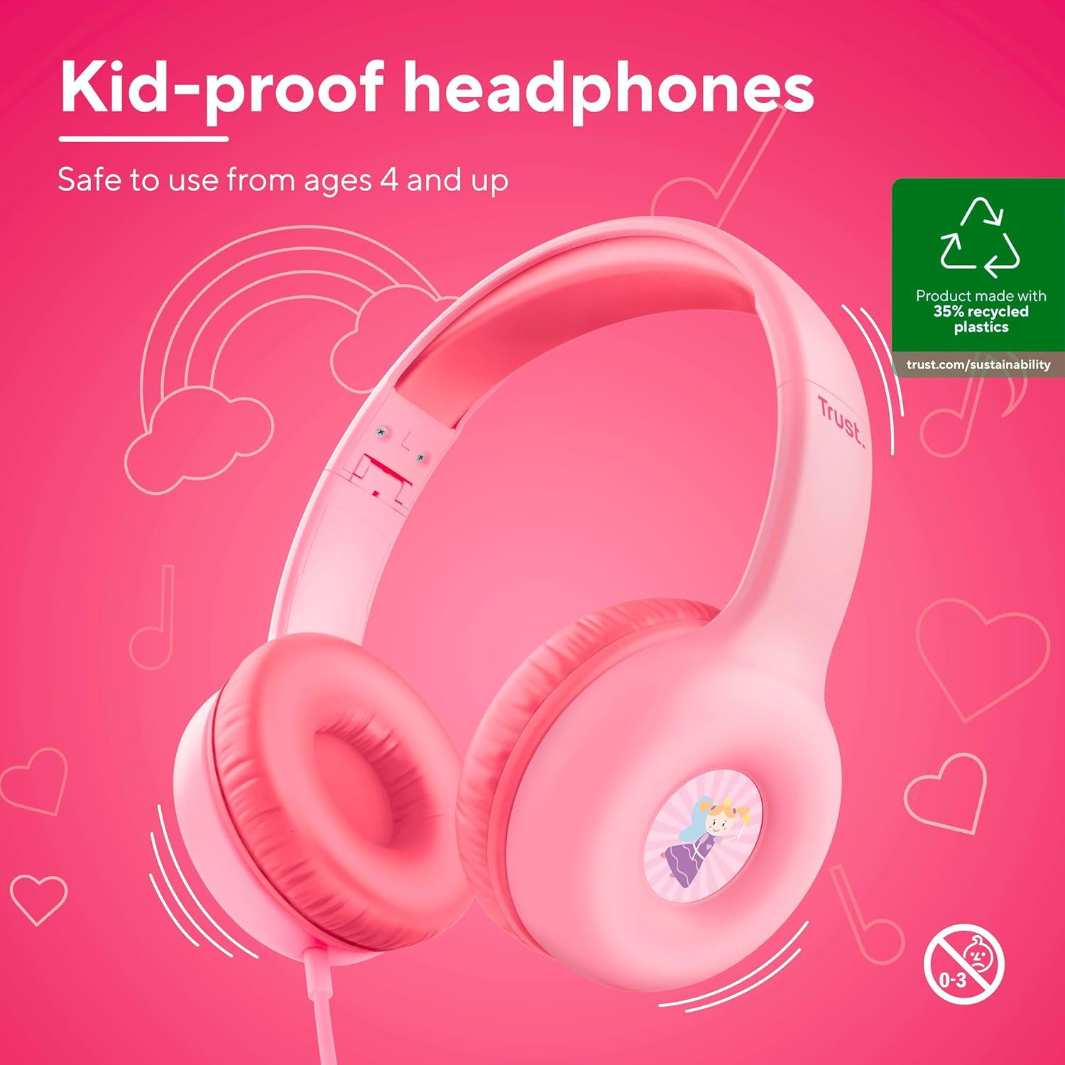 Навушники Trust Nouna Kids Headphones Mic Pink (25277_TRUST)фото9