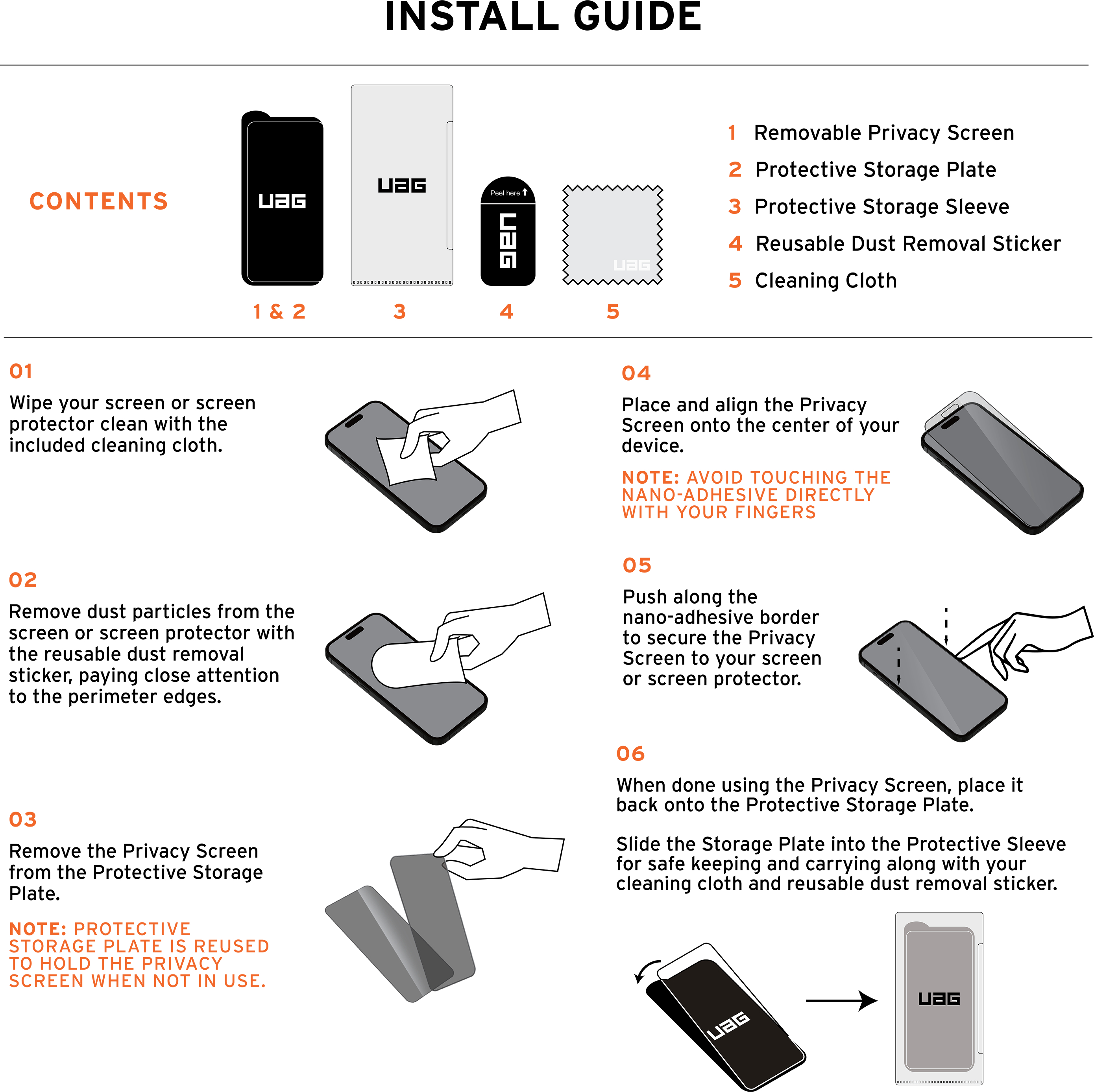 Защитная пленка анти-шпион UAG для Apple iPhone 16, Removable Privacy, Glass - Tint (14437011NA) фото 4