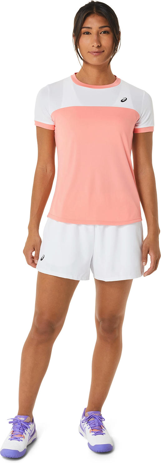 Футболка Asics ( 2042A262 ) WOMEN COURT SS TOP 2024 GUAVA / BRILLIANT WHITE M розовый фото 5