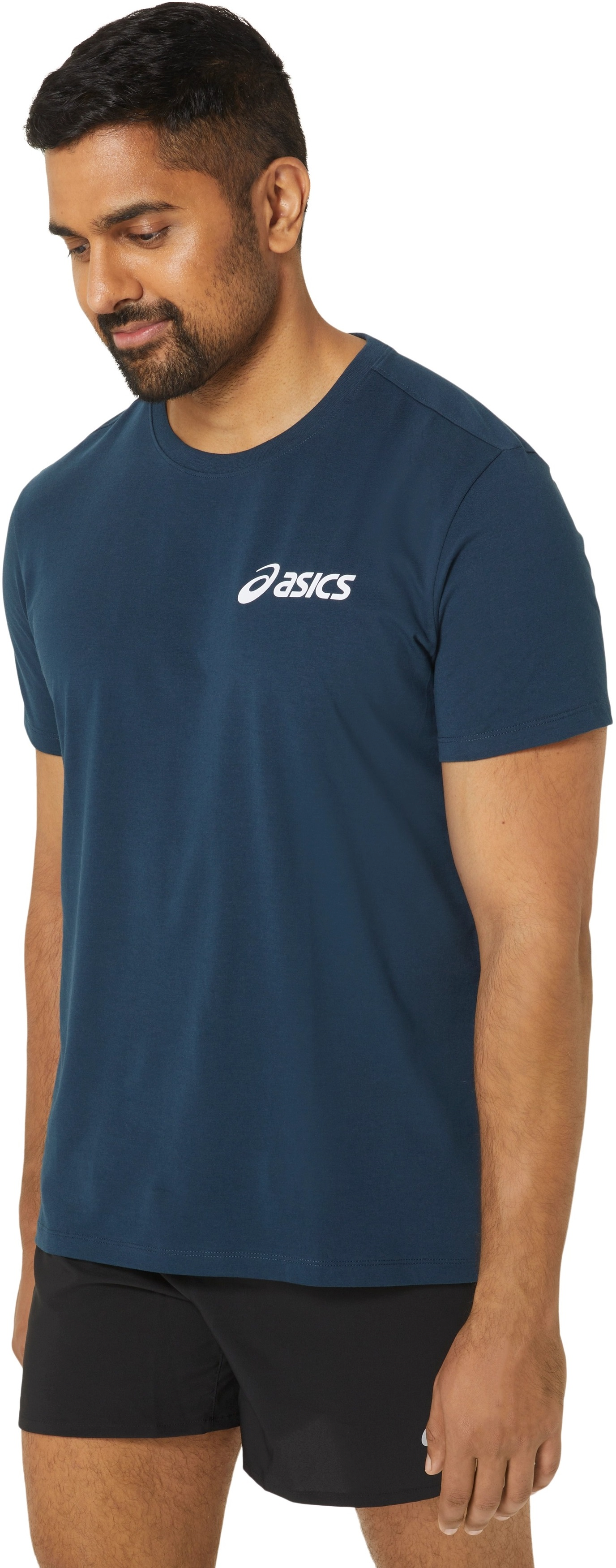 Футболка для бега Asics ( 2031E659 ) ASICS CHEST LOGO SS TEE 2024 FRENCH BLUE / BRILLIANT WHITE L темно-синий фото 3