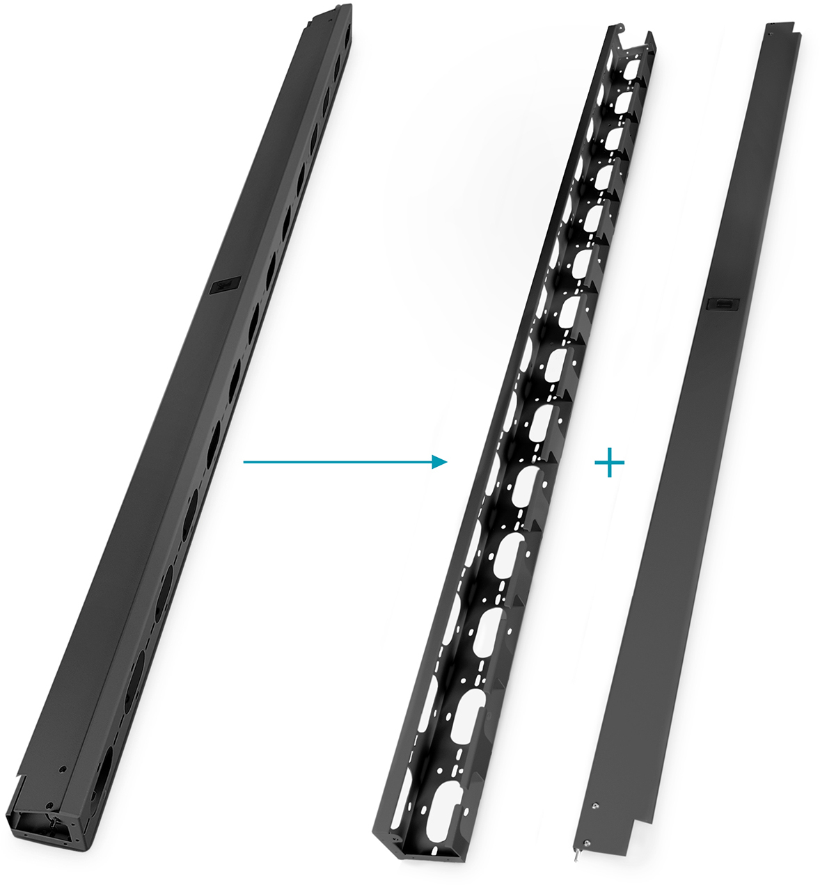 Кабельный организатор DIGITUS vertical 42U, 92x85 mm, 2 шт., RAL 9005 (DN-19ORG-42U-B) фото