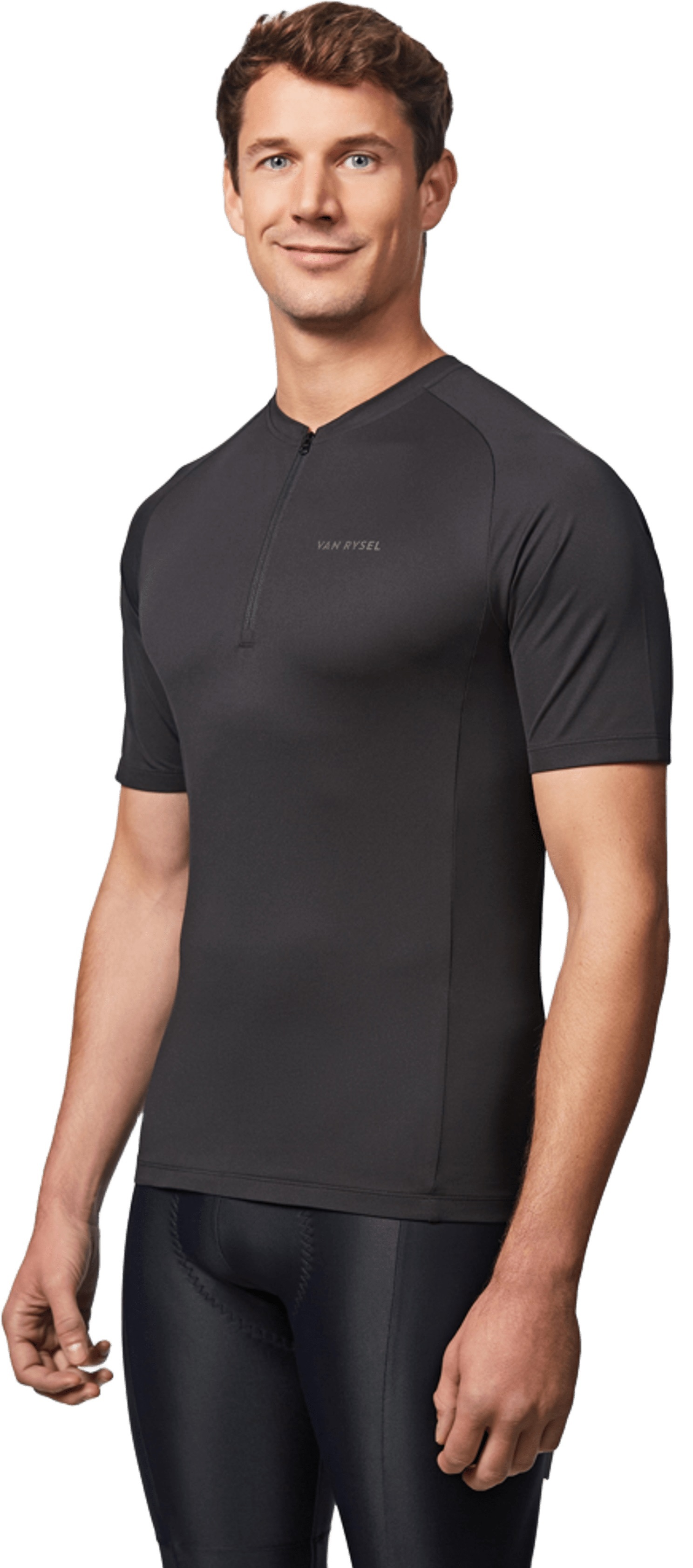 Джерсі чоловіче для шосейного велоспорту Van Rysel Essential з короткими рукавами 8569821 L чорнефото