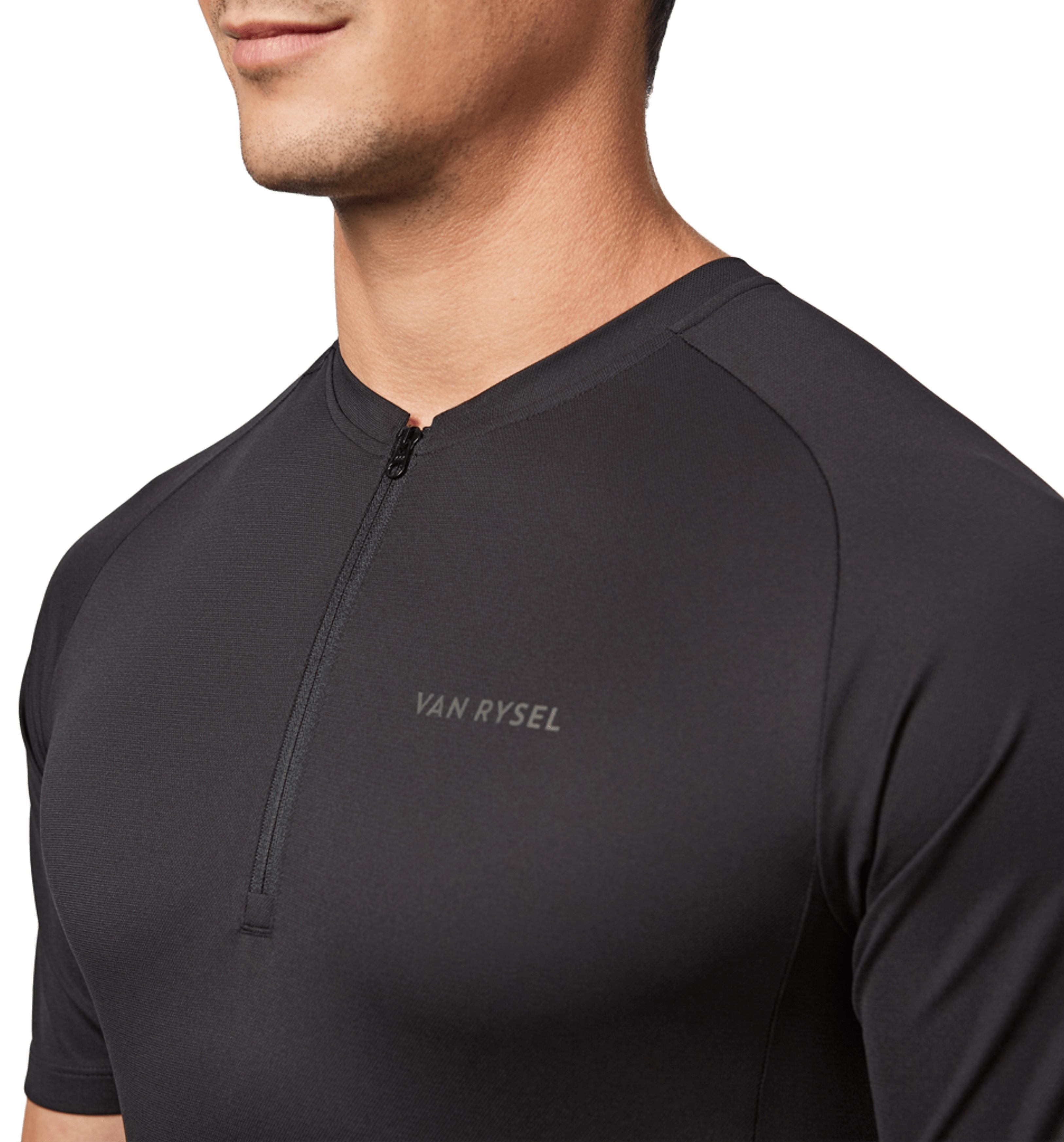 Джерсі чоловіче для шосейного велоспорту Van Rysel Essential з короткими рукавами 8569821 L чорнефото