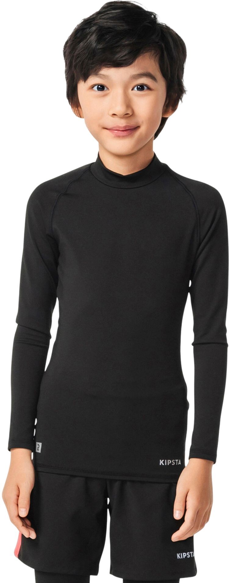 Термолонгслів дитячий Kipsta Keepcomfort 100 з довгими рукавами 8619327 12-13 р. (151-160 см) чорнийфото