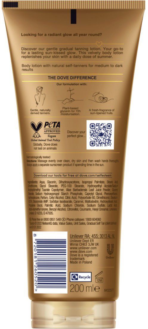 Лосьйон-автозасмага для тіла Dove Summer Revived Від середнього до темного 200 млфото