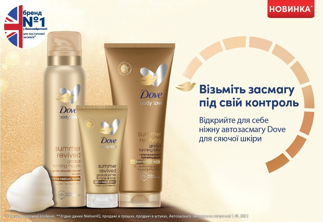 Лосьйон-автозасмага для тіла Dove Summer Revived Від середнього до темного 200 млфото