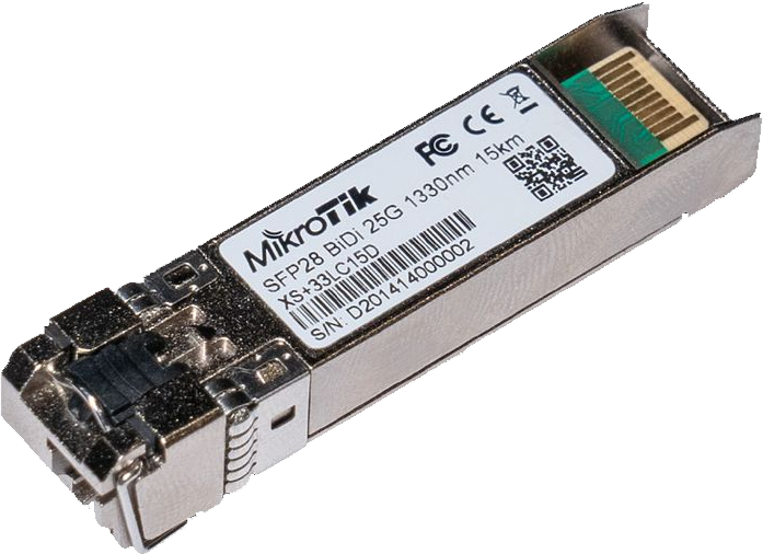 Комплект SFP-Трансиверов MikroTik XS+2733LC15D 1/10/25G 15км 1270nm + 1330nm (XS+2733LC15D) фото 2