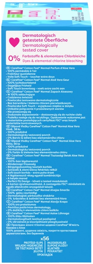 Прокладки гігієнічні щоденні Carefree М'якість бавовни та Алое 56 штфото4