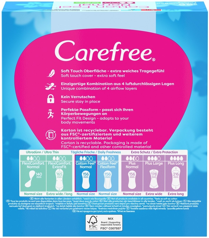 Прокладки гігієнічні щоденні Carefree М'якість бавовни та Алое 56 штфото3