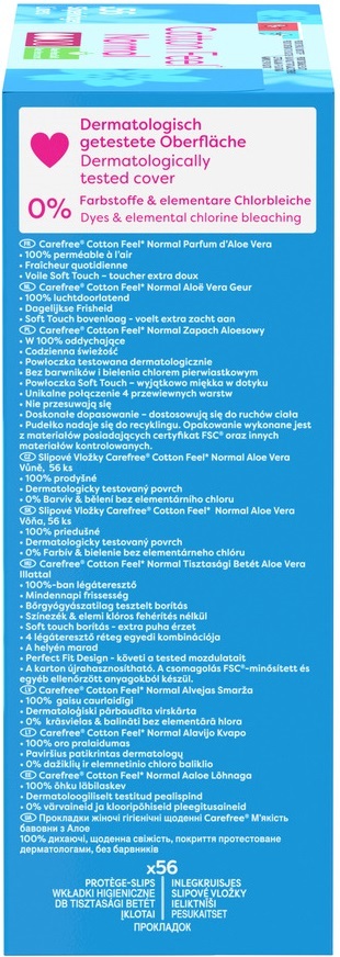 Прокладки гігієнічні щоденні Carefree М'якість бавовни та Алое 56 штфото4