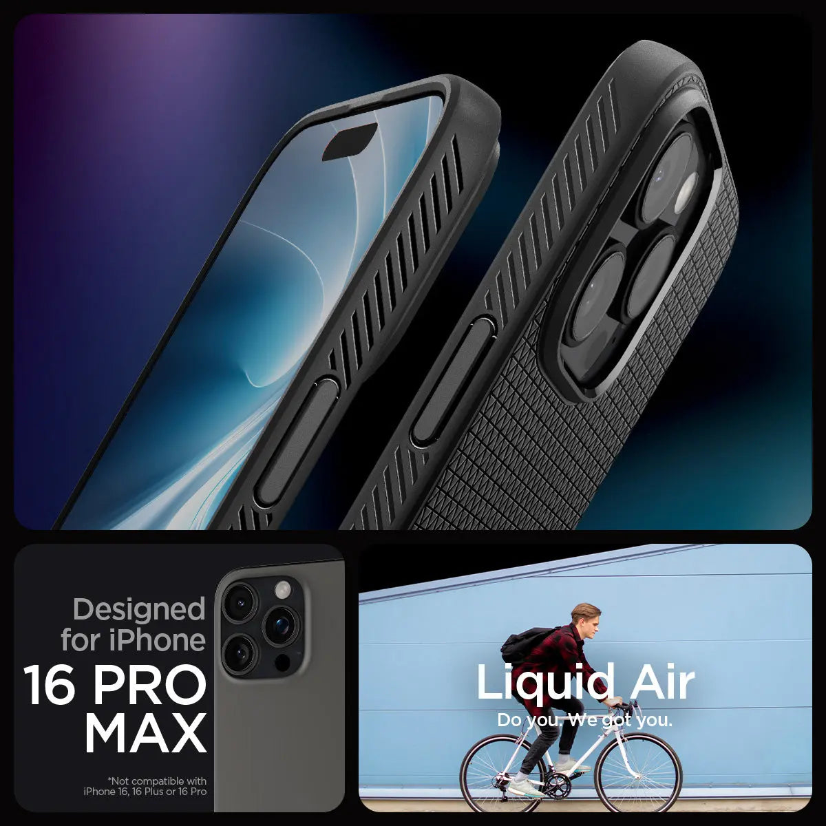 Чохол Spigen для Apple iPhone 16 Pro Max, Liquid Air, Matte Black (ACS07988)фото19