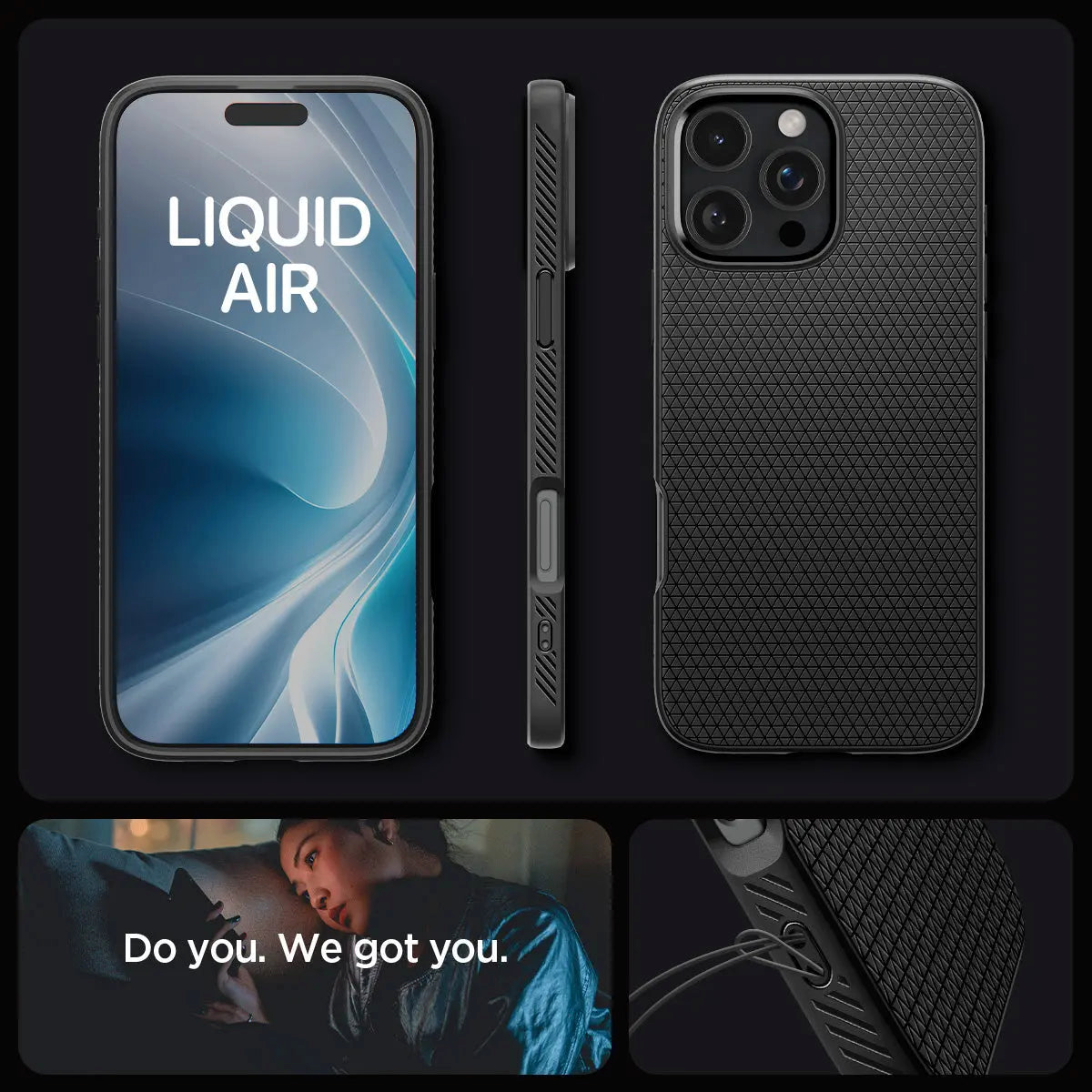 Чехол Spigen для Apple iPhone 16 Pro, Liquid Air, Matte Black (ACS08117) фото 18