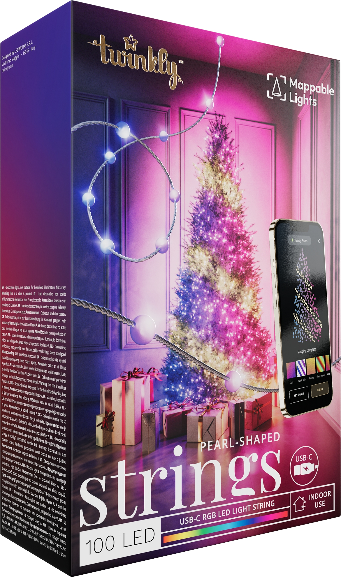 Smart LED Гирлянда Twinkly Strings USB 100 Pearl-shaped RGB LEDs, Clear Wire, USB-C (TWKP100RGB-T) фото 2