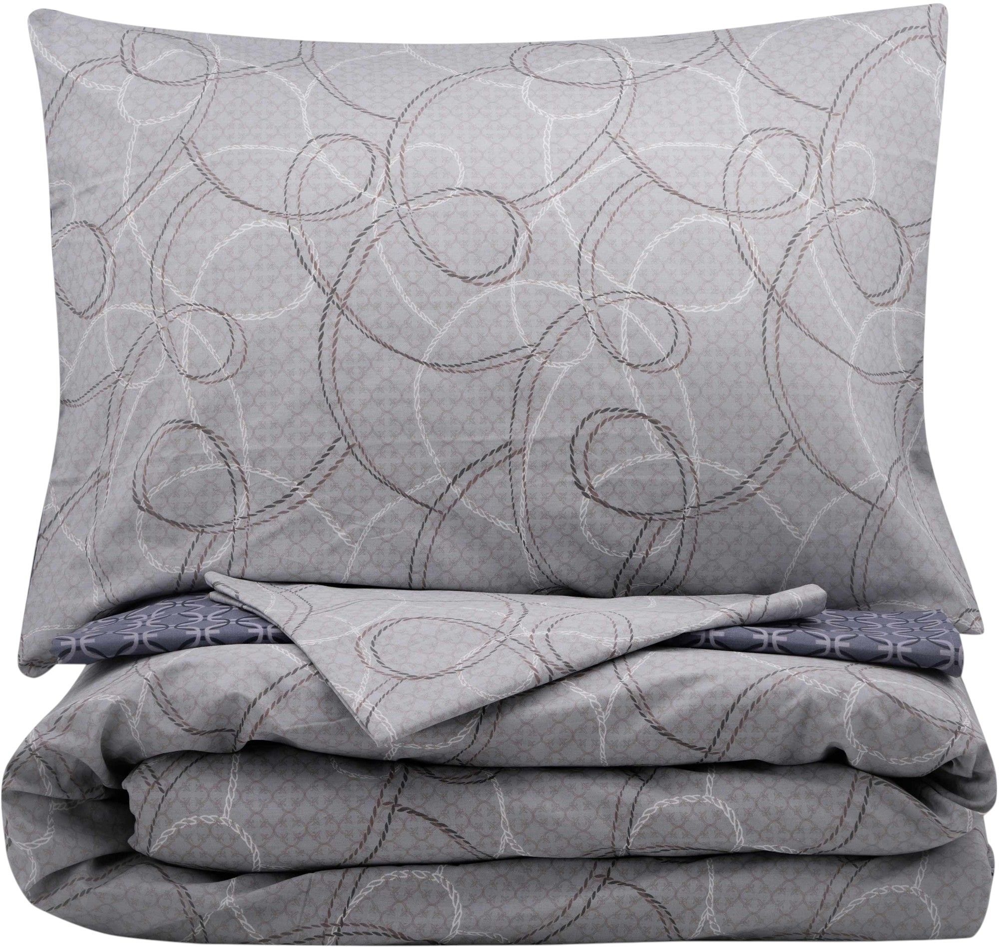 Набір постільної білизни 2,0сп ARDESTO Gloria, 200х220см, 100% бавовна, сатин, геометрія, сіро-синій (ART2022PB)фото