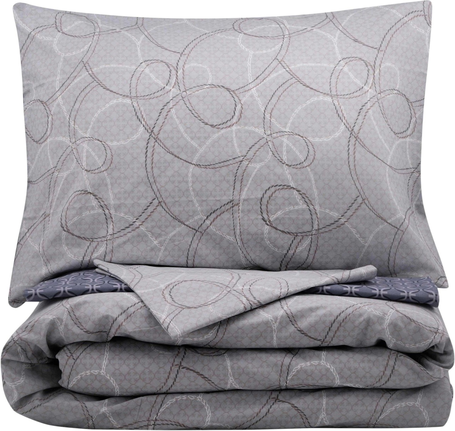 Набір постільної білизни 1,5сп Ardesto Gloria, 160х220см, 100% бавовна, сатин, геометрія, сіро-синій (ART1622PB)фото