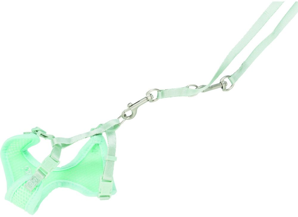 Шлея з повідцем для цуценят Trixie S–M 26–34 см 10 мм 2 м м'ятнафото2
