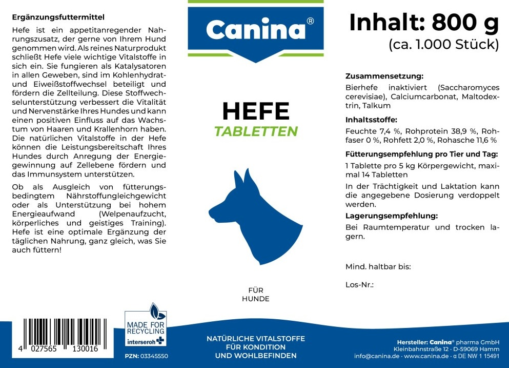 Вітаміни для собак Canina Hefe дріжджові з ензимами 992 штфото2