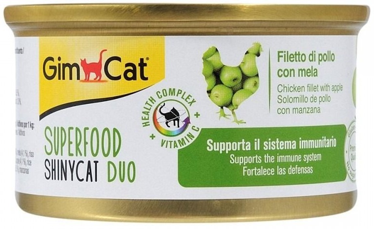 Влажный корм для котов GimCat Shiny Cat Superfood курица и яблоко 70 г фото 3