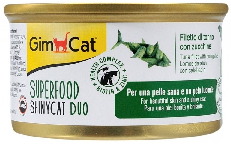 Влажный корм для котов GimCat Shiny Cat Superfood тунец и цуккини 70 г фото 3