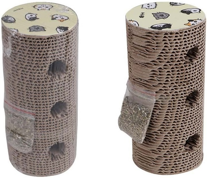 Дряпка для котів Eastland Колода з трьома отворами з котячою м'ятою 9*20 cмфото