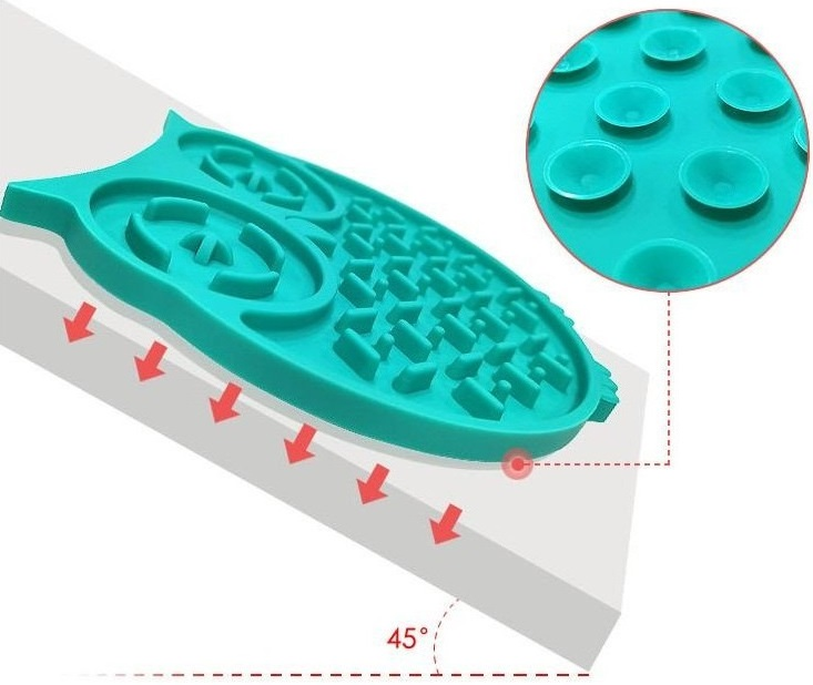 Коврик-кормушка для собак WahoPet licky mat сова силиконовый зеленый фото 4