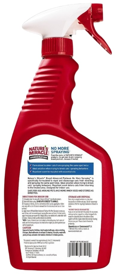 Спрей для котів Nature's Miracle No More Spraying для усунення плям і запахів 709 млфото