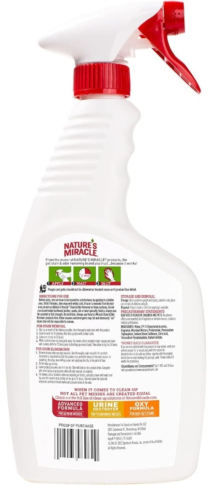 Спрей для собак Nature's Miracle Stain&amp;Odor Remover Spray для усунення запахів та плям 709 млфото